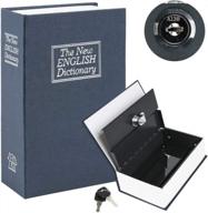 small navy metal book safe with key lock - 7.1" x 4.6" x 2 .2", dictionary diversion hidden security box logo