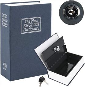 img 4 attached to Small Navy Metal Book Safe With Key Lock - 7.1" X 4.6" X 2 .2", Dictionary Diversion Hidden Security Box