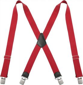 img 4 attached to Men Utility Suspenders Adjustable Elastic - Heavy Duty 2 Inch Wide X Shape Strong Clip Suspender