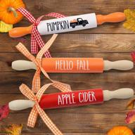 fall mini rolling pin wooden tiered tray decor favors rustic farmhouse hello fall pumpkin apple cider home décor gift ideas supplies set of 3 seo logo