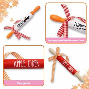 img 2 attached to Fall Mini Rolling Pin Wooden Tiered Tray Decor Favors Rustic Farmhouse Hello Fall Pumpkin Apple Cider Home Décor Gift Ideas Supplies Set Of 3 SEO