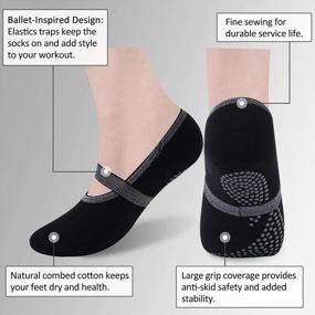 img 2 attached to Get Your Grip On Fitness With SuMade Yoga Silicone Socks: Non-Slip Exercise Socks For Women With Straps And Grips For Barre, Pilates, And Yoga.