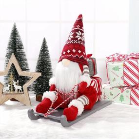 img 4 attached to GMOEGEFT Sled Christmas Gnome Plush, Handmade Swedish Santa Gnome Tomte With Sleigh, Scandinavian Elf Nisse Christmas Decoration