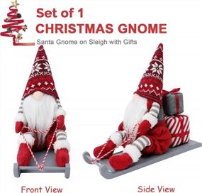 img 2 attached to GMOEGEFT Sled Christmas Gnome Plush, Handmade Swedish Santa Gnome Tomte With Sleigh, Scandinavian Elf Nisse Christmas Decoration