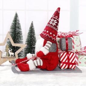 img 3 attached to GMOEGEFT Sled Christmas Gnome Plush, Handmade Swedish Santa Gnome Tomte With Sleigh, Scandinavian Elf Nisse Christmas Decoration