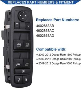 img 1 attached to Dodge RAM 1500/2500/3500 Quad & Crew Cab Power Window Switch 2009-2012, Double Auto Buttons - Compatible Replacement for 4602863AB/AC (No Power-Fold Mirrors)