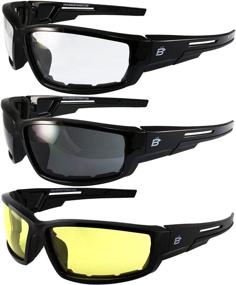 img 4 attached to 🕶️ Birdz Eyewear Swoop Anti-Fog Padded Motorcycle Riding Sunglasses in Black Frame with Day & Night ANSI Z87.1 Lenses (Clear/Smoke/Yellow)