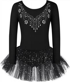 img 4 attached to Sparkle And Shine With Zaclotre Kid Girls Long Sleeve Leotards Ballet Dance Tutu Dress