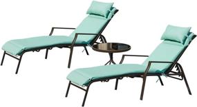 img 4 attached to Испытайте максимальный комфорт на открытом воздухе с портативным креслом для отдыха в патио Top Space и складным столом - регулируемый, прочный и стильный дизайн светло-зеленого цвета!
