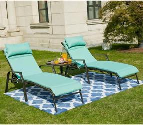 img 3 attached to Experience Ultimate Comfort Outdoors With Top Space Portable Patio Lounge Chair & Folding Table - Adjustable, Durable & Stylish Design In Light Green!