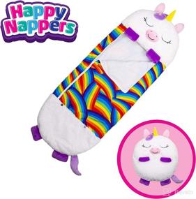 img 4 attached to 🦄 Happy Nappers Pillow & Sleepy Sack - Comfy, Cozy, Compact, Super Soft, Warm, All Season Sleeping Bag with Pillow - White Unicorn