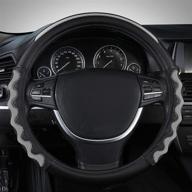 woleda grip drive car steering wheel cover microfiber leather with 3d honeycomb anti-slip design breathable odorless universal 15 inches (black grey) logo