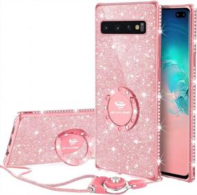 img 4 attached to OCYCLONE Cute Glitter Diamond Rhinestone Samsung Galaxy S10 5G Case With Ring Kickstand - Protective Soft Cover For Women - Rose Gold Pink (Not For Galaxy S10)