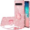 ocyclone cute glitter diamond rhinestone samsung galaxy s10 5g case with ring kickstand - protective soft cover for women - rose gold pink (not for galaxy s10) logo