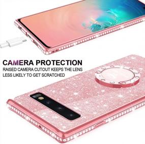 img 1 attached to OCYCLONE Cute Glitter Diamond Rhinestone Samsung Galaxy S10 5G Case With Ring Kickstand - Protective Soft Cover For Women - Rose Gold Pink (Not For Galaxy S10)