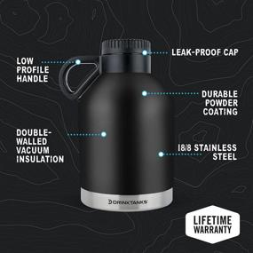 img 2 attached to 32 Oz Obsidian Vacuum Insulated Beer Growler With Handle - Leakproof Stainless Steel DrinkTanks Session Container For Beverages Like Soda, Wine Or Coffee.