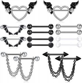 img 1 attached to Stylish And Safe: 14G Surgical Steel Nipple Rings With CZ Accents For Women By LAURITAMI