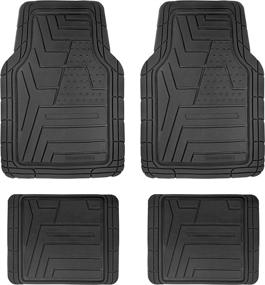 img 4 attached to Bell & Howell Heavy Duty 4 Pack All Weather Car Mats, Rubber Floor Mat for SUVs, Cars, and Trucks, Custom Trim, Easy to Clean, Maze Black (BH1339)