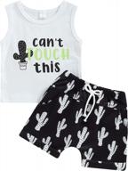 stylish summer outfit for newborn infant baby boy - letter print tank top & jogger shorts 2pcs set logo