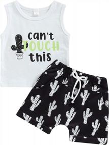 img 4 attached to Stylish Summer Outfit For Newborn Infant Baby Boy - Letter Print Tank Top & Jogger Shorts 2Pcs Set