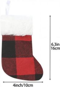 img 1 attached to 12 Pack Of Sattiych Mini Christmas Stockings: 6.3 Inches Red And Black Buffalo Plaid Farmhouse Design With Faux Fur Cuff