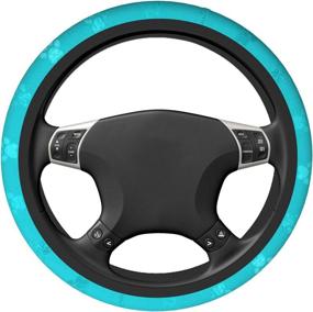 img 1 attached to 🐾 Stylish Turquoise Dog Paw Steering Wheel Covers - Ideal Car Accessories for Men, Women & Girls (15 Inches)