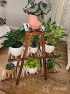 img 1 attached to Rustic Brown 3-Tiered Wooden Plant Stand For Indoor And Outdoor Use - Perfect For Displaying Multiple Flower Pots And Garden Plants review by Myrv Santamaria