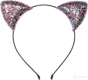 img 2 attached to Sparkle in Style with Anna Belen Girls' Kitty Glitter Cat Ears Headband