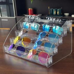 img 4 attached to Clear Eyeglasses Display Case Sunglasses Organizer Tray Box Tabletop Holder Stand - 5 Layer MineSign Sticker Display
