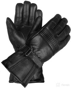 img 2 attached to 🧤 Premium XXL Sheep Leather Gauntlet Thinsulate Gloves for Men Winter Motorcycle Bikers