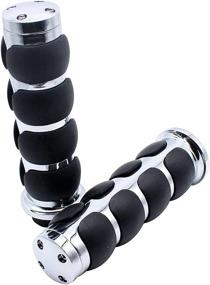 img 1 attached to 🏍️ 1-Inch Motorcycle Bar End Hand Grips - Chrome Black Aluminum Rubber, with Spike Handlebar Design