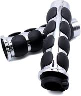 🏍️ 1-inch motorcycle bar end hand grips - chrome black aluminum rubber, with spike handlebar design логотип