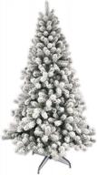 experience a winter wonderland with the amerique 7ft flocked christmas tree, authentic and sturdy metal stand included! logo