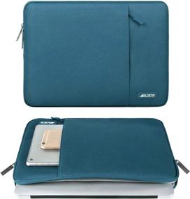 img 3 attached to MOSISO Polyester Laptop Sleeve Bag With Pocket - Compatible With MacBook Air 13 Inch M2 A2681 M1 A2337 A2179 A1932/Pro 13 M2 M1 A2338 A2251 A2289 A2159 A1989 A1706 A1708 - Vertical Deep Teal Case