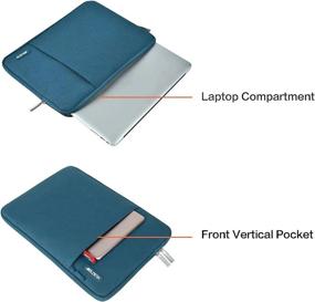 img 1 attached to MOSISO Polyester Laptop Sleeve Bag With Pocket - Compatible With MacBook Air 13 Inch M2 A2681 M1 A2337 A2179 A1932/Pro 13 M2 M1 A2338 A2251 A2289 A2159 A1989 A1706 A1708 - Vertical Deep Teal Case