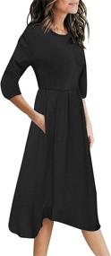 img 3 attached to MEROKEETY Womens Balloon Striped Pockets Women's Clothing ~ Dresses