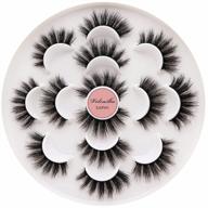 veleasha fluffy lashes pack 7 multiple pairs thick volume mink eyelashes faux full eye lashes for dramatic makeup fluffy logo