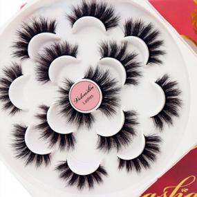 img 2 attached to Veleasha Fluffy Lashes Pack 7 Multiple Pairs Thick Volume Mink Eyelashes Faux Full Eye Lashes For Dramatic Makeup Fluffy