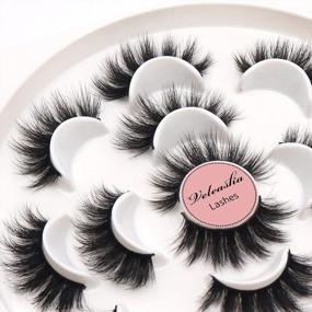 img 1 attached to Veleasha Fluffy Lashes Pack 7 Multiple Pairs Thick Volume Mink Eyelashes Faux Full Eye Lashes For Dramatic Makeup Fluffy