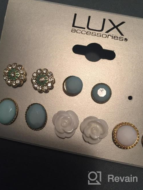 img 1 attached to 🌸 Stunning Turquoise Crystal Flower Earrings Set - Lux Accessories review by Eric Glup