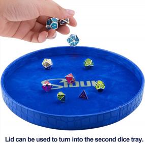 img 1 attached to SIQUK 9 Inch Round Dice Tray With Lid In Crocodile Texture, Blue Color - Perfect For RPG, DND And Other Table Games As A Dice Holder