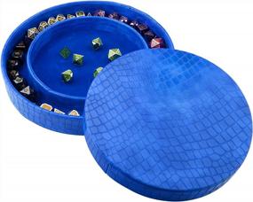 img 4 attached to SIQUK 9 Inch Round Dice Tray With Lid In Crocodile Texture, Blue Color - Perfect For RPG, DND And Other Table Games As A Dice Holder