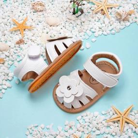 img 1 attached to Sawimlgy Baby Girls Boys Sandals Summer Flowers Shoe Rubber Sole PU Leather Mesh Infant Toddler First Walkers Princess Dress Outdoor Shoes