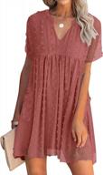 miholl женское свободное летнее мини-платье с v-образным вырезом и рюшами - струящийся стиль с короткими рукавами логотип