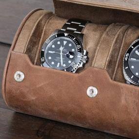 img 1 attached to Secure Your Watches With ROTHWELL'S 100% Real Leather Watch Roll Travel Case - Fits All Wrist & Smart Watches Up To 50Mm.