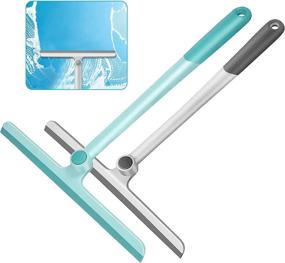 img 4 attached to 🚿 Silicone Handle Shower Squeegee Set - 2 Pack, 12 Inch Grey+Green for Shower Doors, Glass Doors, Mirrors, Windows, Cars, and Tile Walls