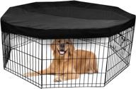 🐶 versatile double-sided dog playpen cover | indoor & outdoor pet pen cover | protects dogs from sun/rain, escape-proof | fits 24-inch wide 8-panel exercise pens | black логотип