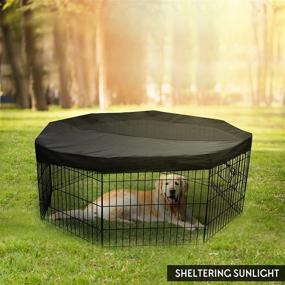 img 3 attached to 🐶 Versatile Double-Sided Dog Playpen Cover | Indoor & Outdoor Pet Pen Cover | Protects Dogs from Sun/Rain, Escape-Proof | Fits 24-inch Wide 8-Panel Exercise Pens | Black