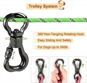 img 3 attached to XiaZ 50FT Portable Dog Tie-Out Cable For Camping And Outdoor Activities - Overhead Trolley System For Dogs Up To 300Lbs, Quick 5 Minute Set-Up, Ideal For Yard, Parks, And Events - Green