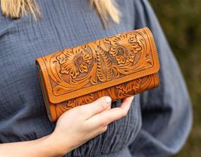 img 3 attached to Mauzari Geneva Womens Tooled Leather Women's Handbags & Wallets ~ Wallets